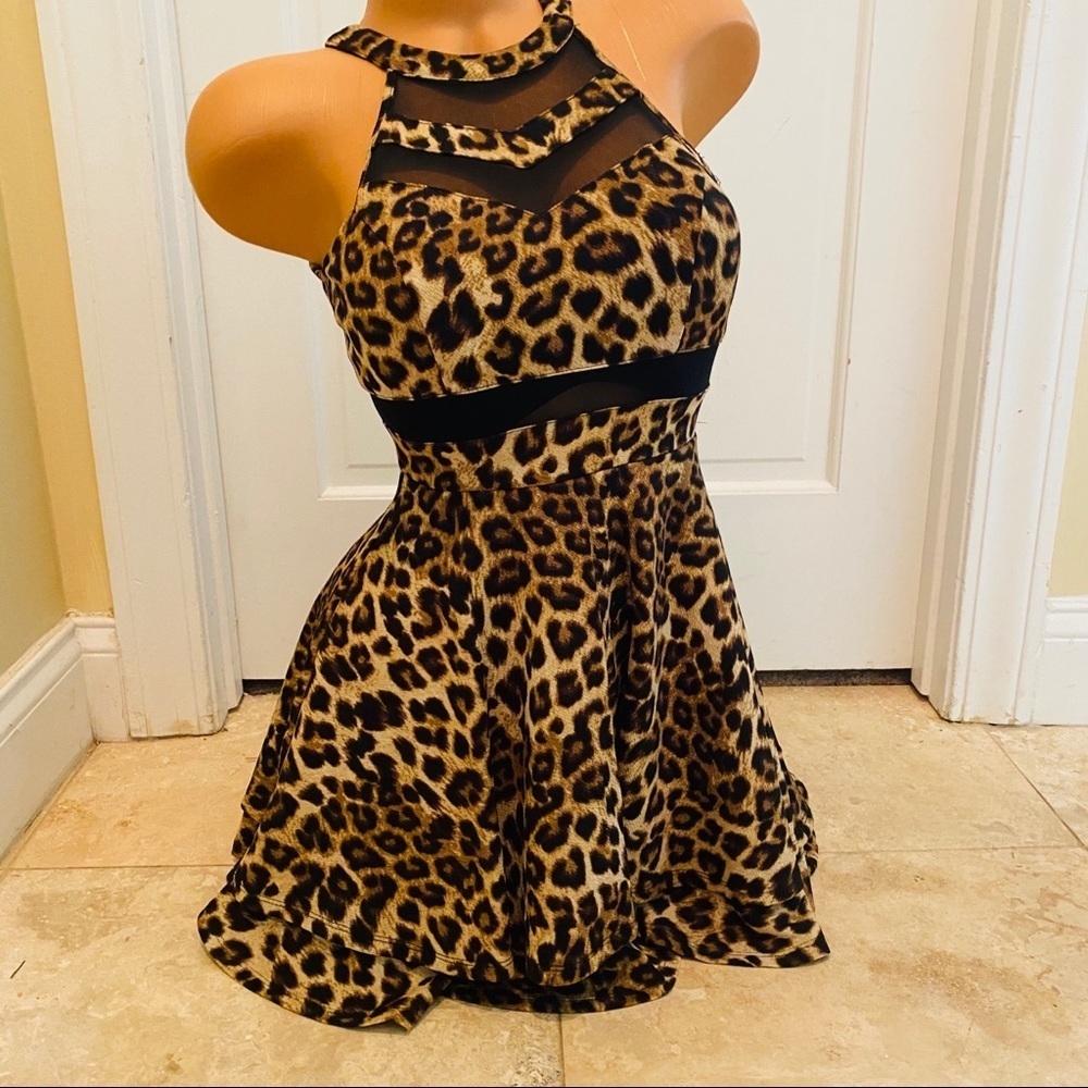 Honey &Rosie Leopard Animal Print High Neck Dress​​​​